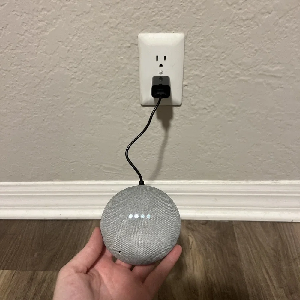 Google Home Mini Smart Speaker Model H0A 1st Gen w/ Short Power Adapter - Gray